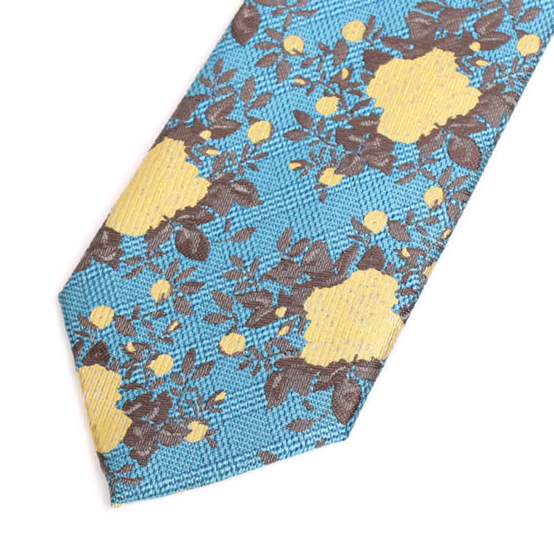 Cravate homme Nature Fleur Jaune Cyan Foncé