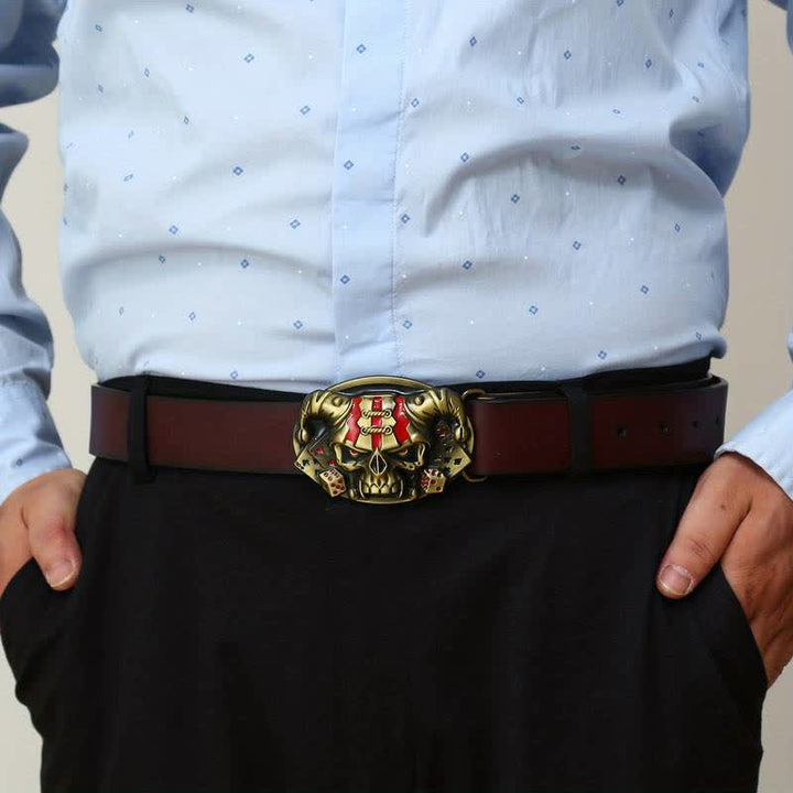 Ceinture en cuir à boucle Joker Skull Clown DIY pour homme