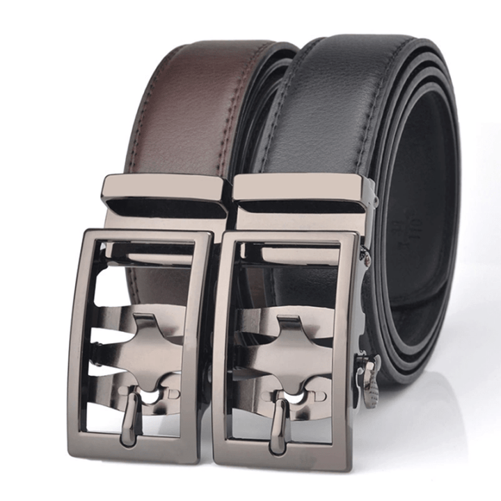 Ceinture en cuir à boucle automatique creuse sophistiquée pour homme
