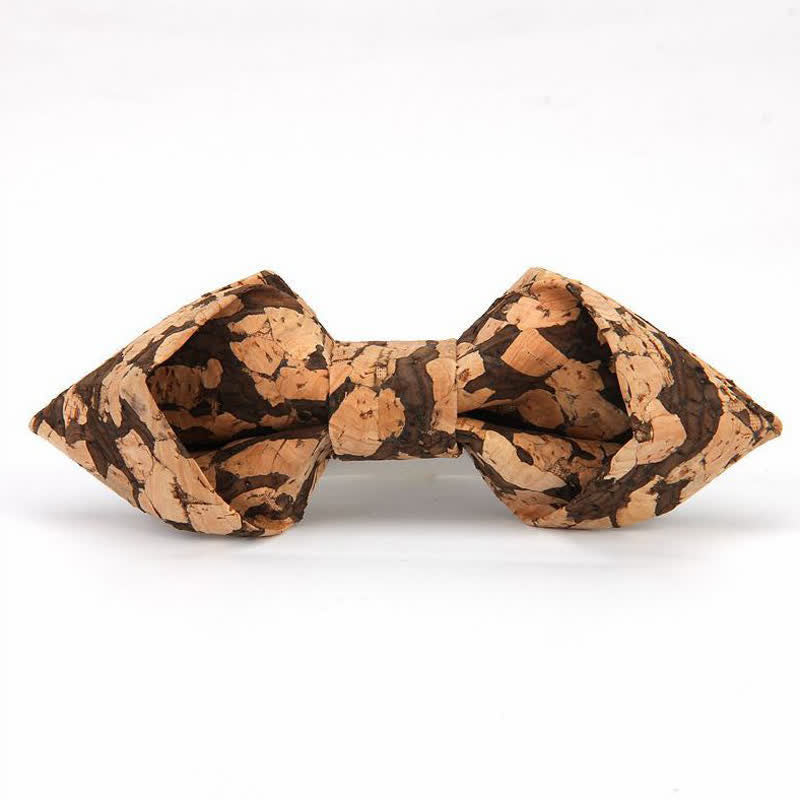 Nœud papillon pointu en liège et bois pour homme