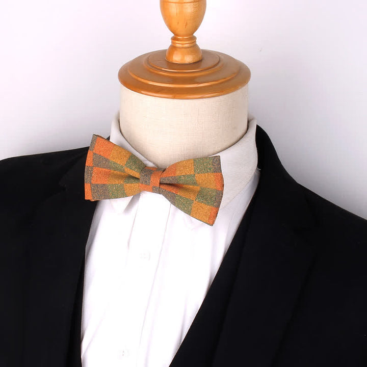 Nœud papillon multicolore à imprimé géométrique en grain de bois pour homme