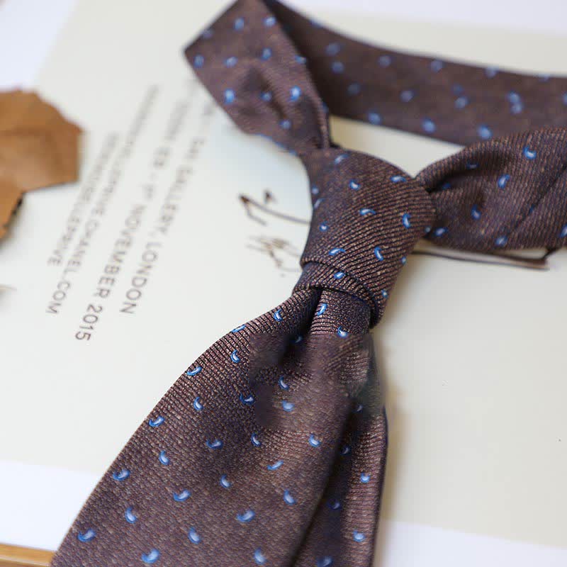 Cravate à rayures pour homme, série couleurs café, motif cachemire