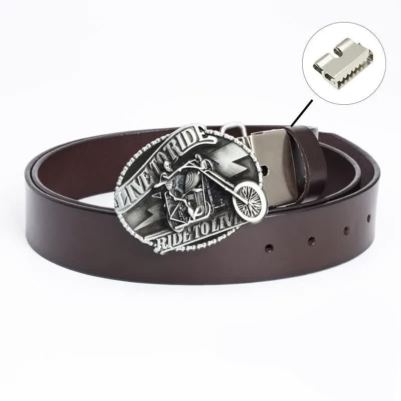 Ceinture en cuir pour homme avec tête de mort et squelette de motard