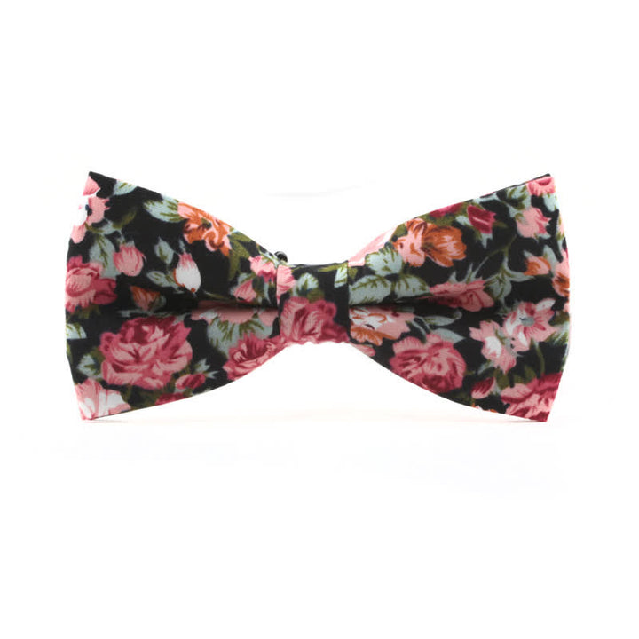 Nœud papillon à fleurs pour homme avec teinture de feuilles de roses - Noir et rouge - image 8