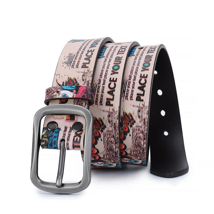 Ceinture en cuir véritable à motif graffiti avec lettres de la ville rose