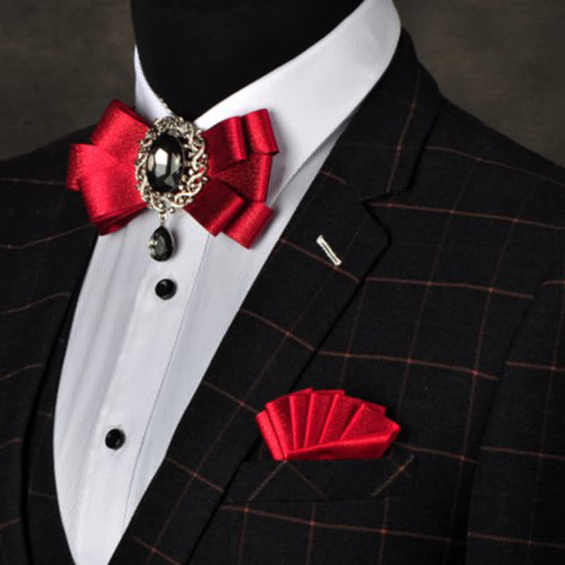 Ensemble de 3 nœuds papillons noirs de couleur unie avec strass