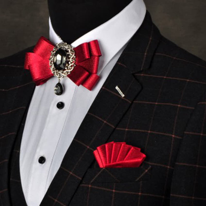 Ensemble de 3 nœuds papillons noirs de couleur unie avec strass