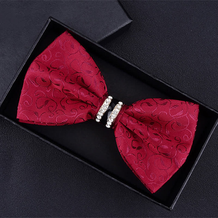 Nœud papillon à rayures et strass pour homme, motif cachemire et fleurs