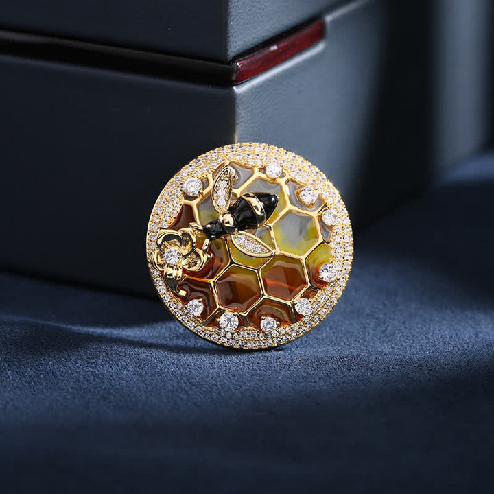 Broche nid d'abeille pour femme en forme de ruche d'abeilles