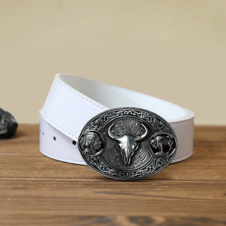 Ceinture en cuir à boucle pour homme avec tête de mort typiquement occidentale