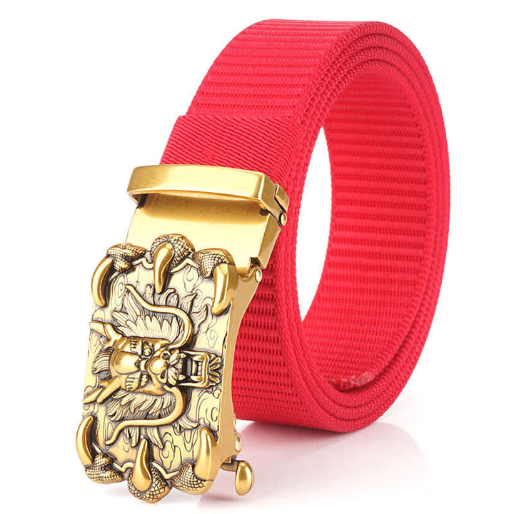 Ceinture décontractée en nylon à motif dragon pour homme