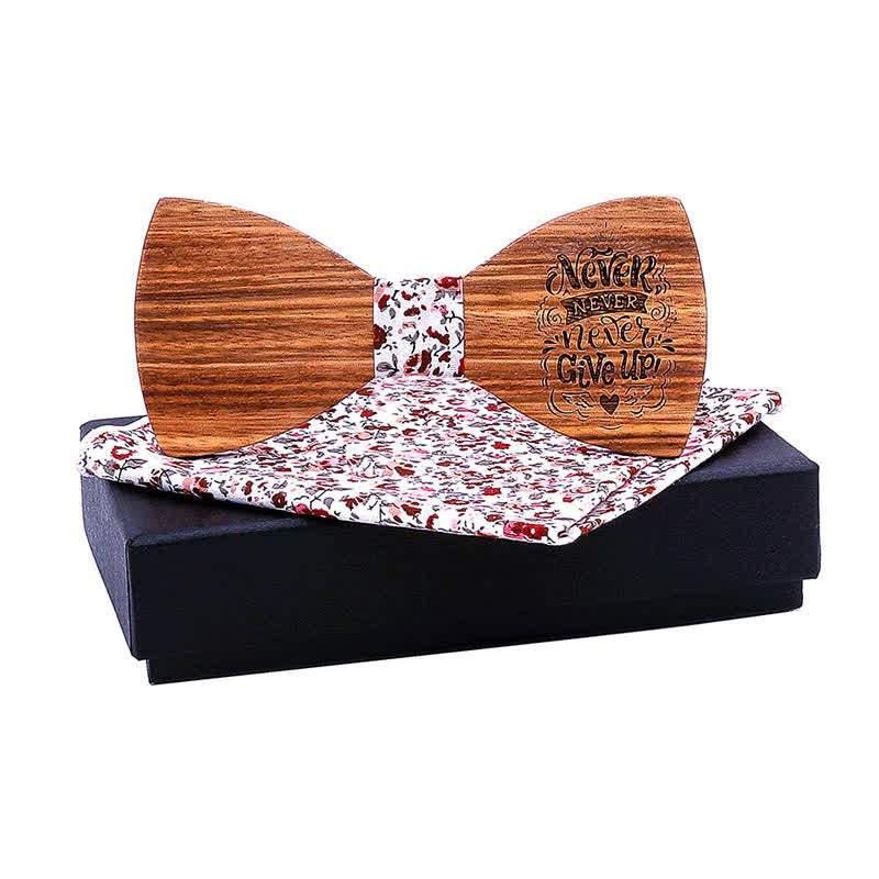 Lot de 2 noeuds papillon en bois pour homme avec proverbes