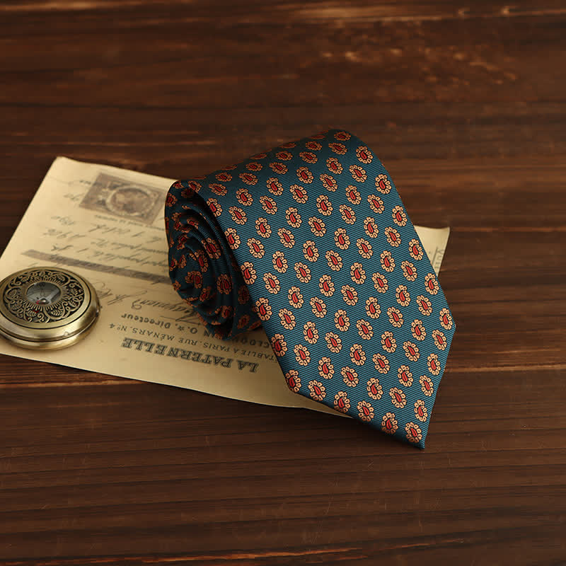 Cravate fantaisie à motif micro cachemire pour homme - Bleu et jaune - image 3
