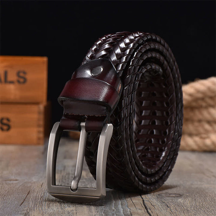 Ceinture en cuir tressée décontractée pour homme