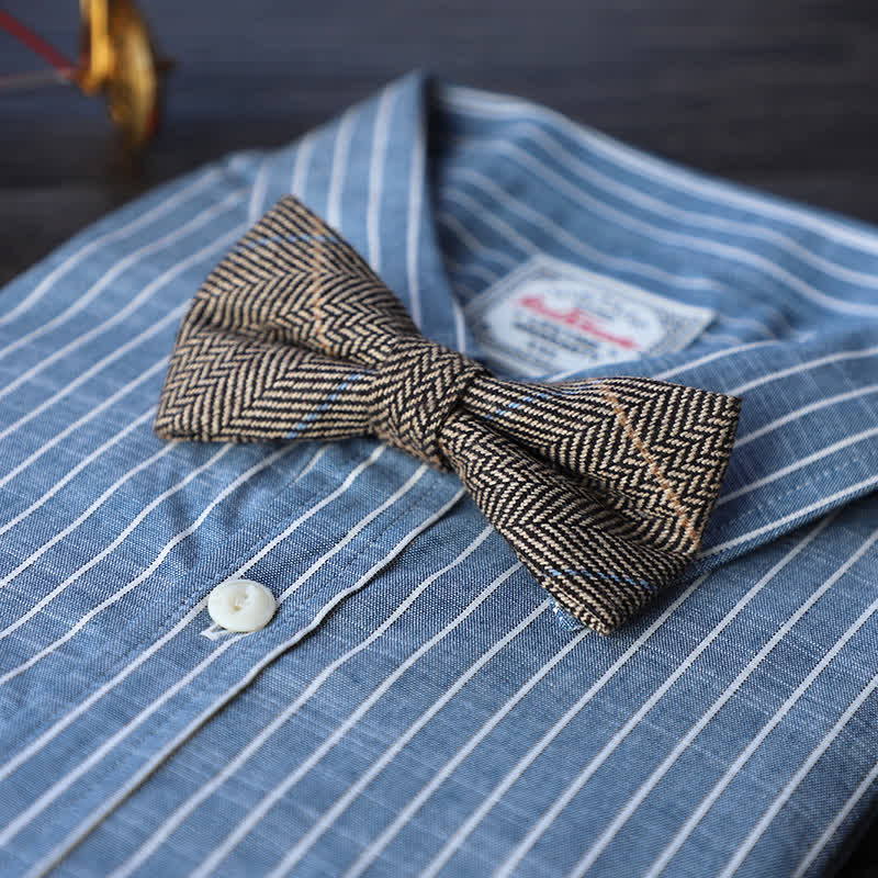 Nœud papillon simple en tweed de laine mélangée pour homme