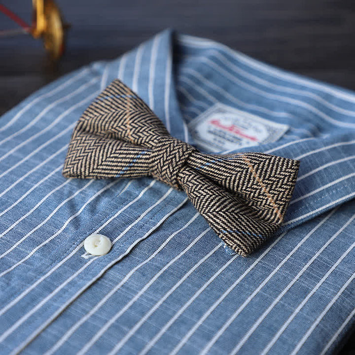 Nœud papillon simple en tweed de laine mélangée pour homme