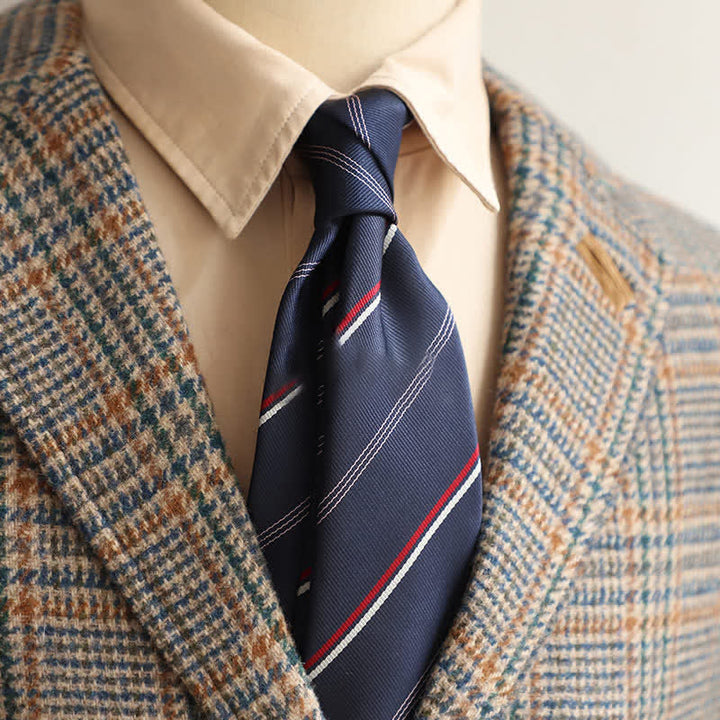 Cravate rayée classique pour homme, idéale pour le bureau - Marine et rouge - image 15