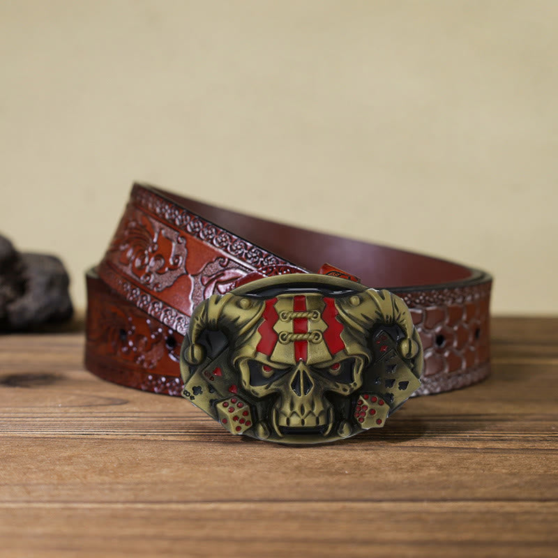 Ceinture en cuir à boucle Joker Skull Clown DIY pour homme