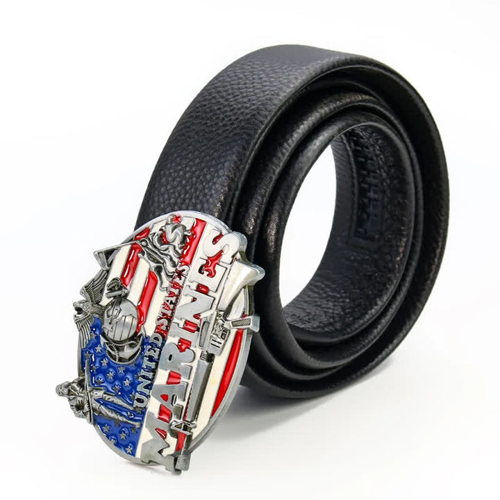 Ceinture en cuir à boucle militaire pour homme des Marines américains