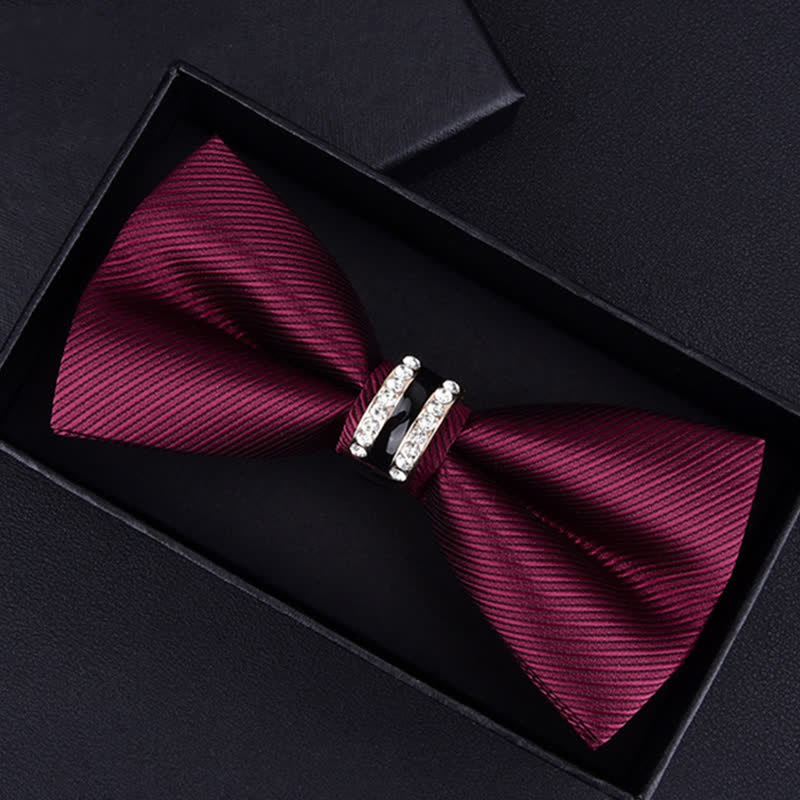Nœud papillon à rayures et strass pour homme, motif cachemire et fleurs