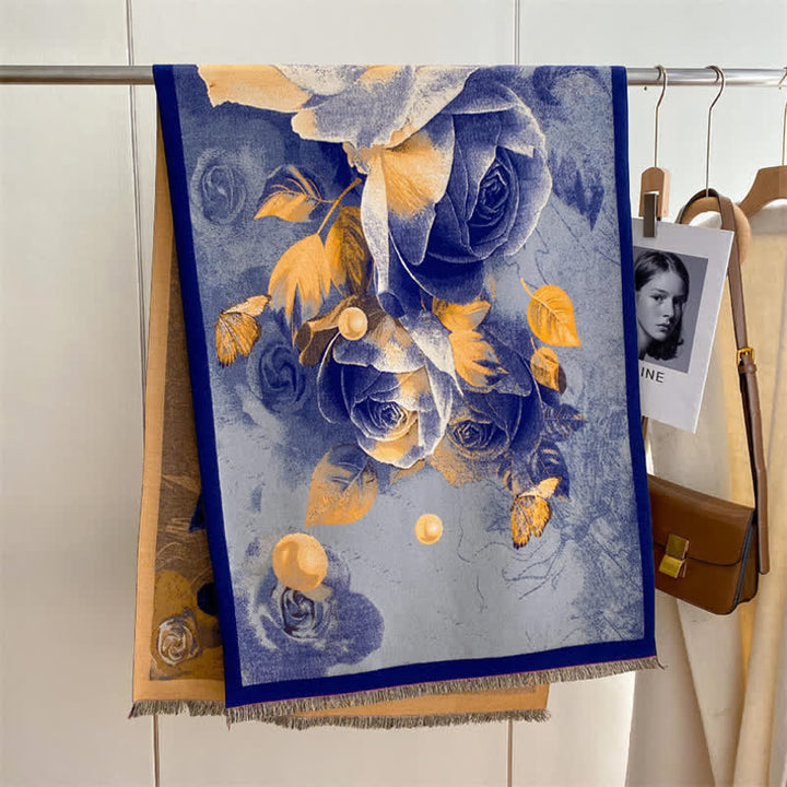 Écharpe épaisse à motif de peinture à l'huile pour femme avec magnifique scène