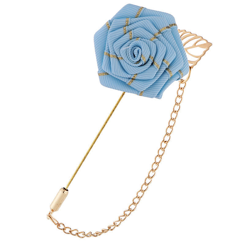 Broche chaîne camélia florale pour homme