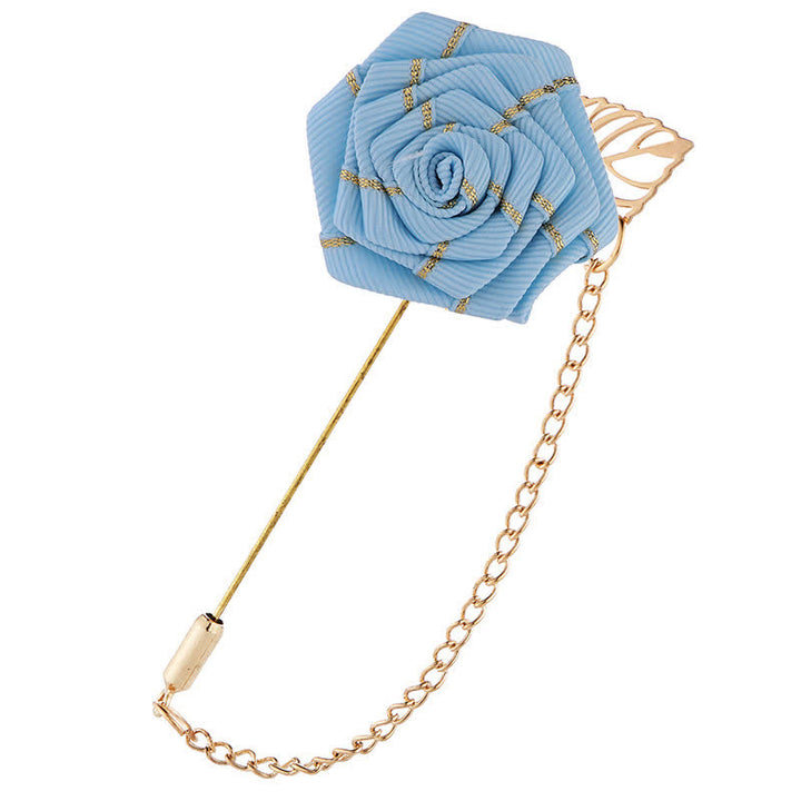 Broche chaîne camélia florale pour homme