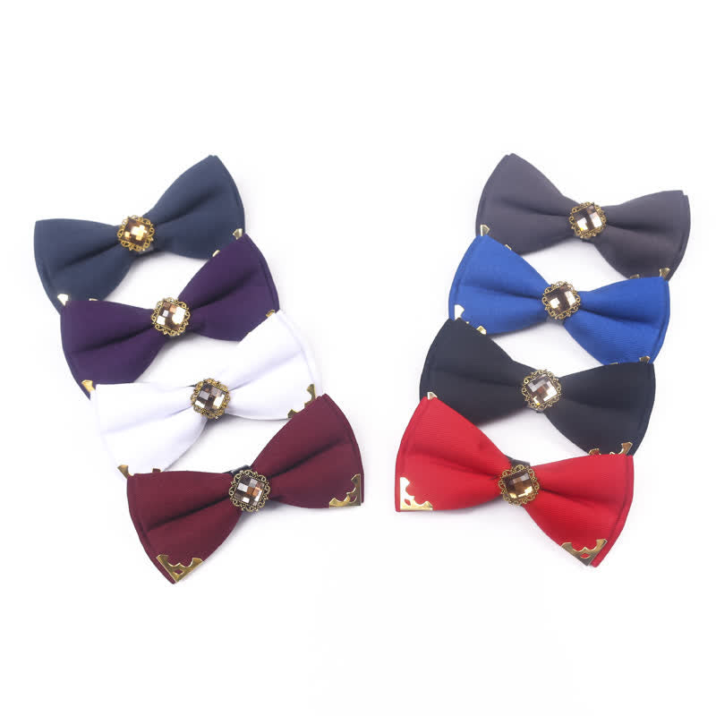 Nœud papillon en coton à bordure dorée pour homme