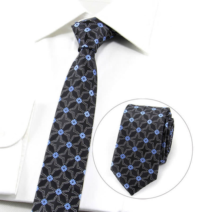 Cravate géométrique brodée de fleurs pour homme