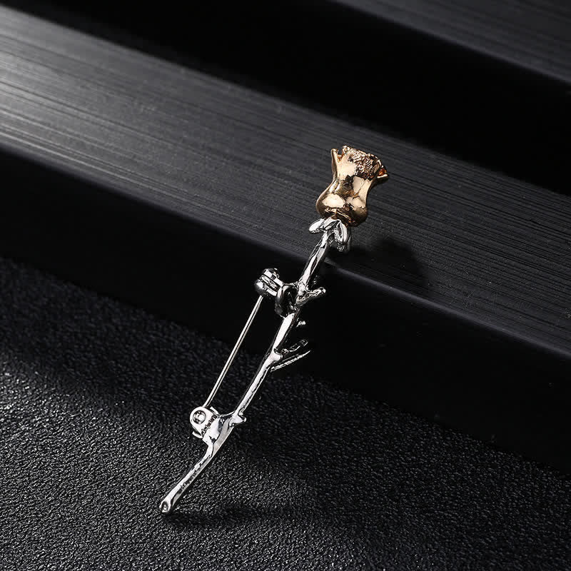 Charmante broche en forme de tige de rose pour homme