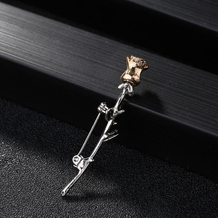 Charmante broche en forme de tige de rose pour homme