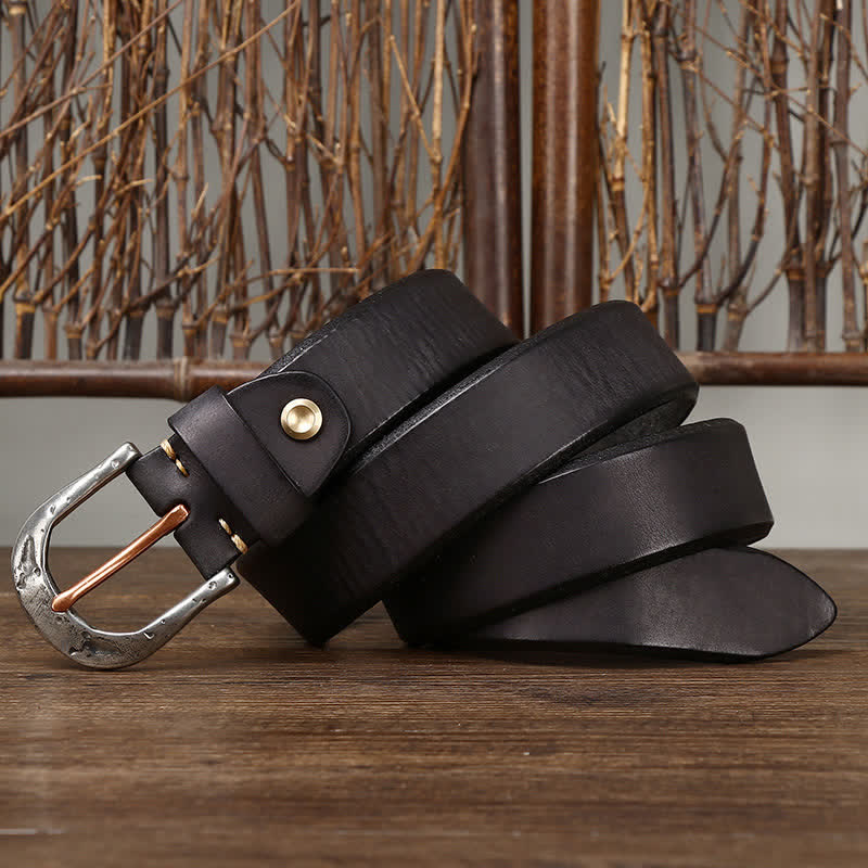 Ceinture en cuir à boucle sculptée vintage classique pour homme
