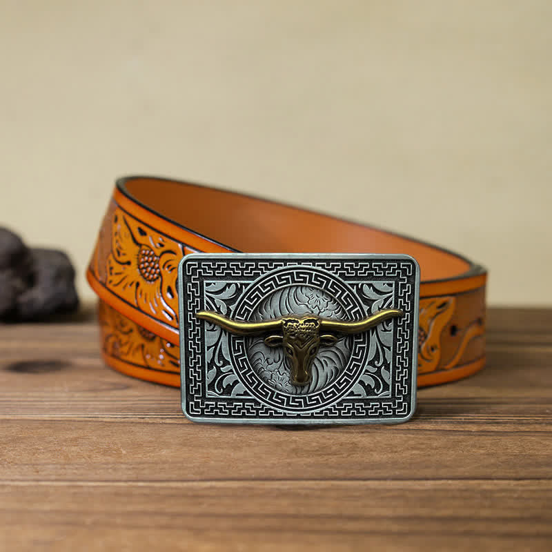 Ceinture en cuir à boucle Weathern DIY pour homme