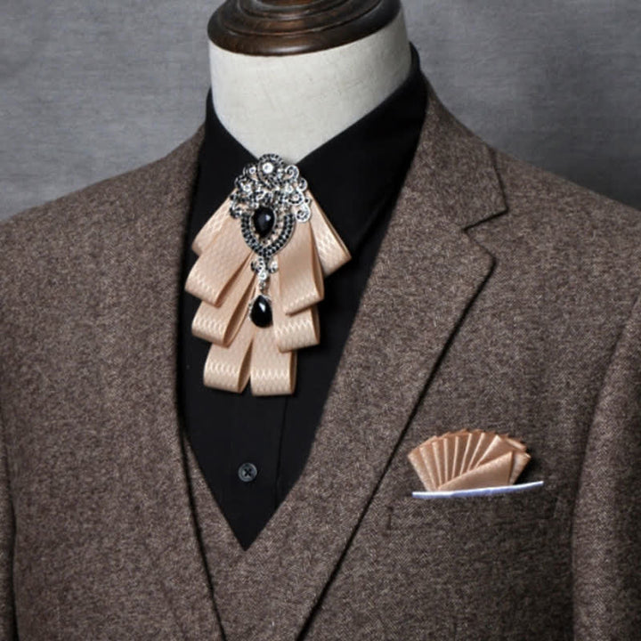 Ensemble de 3 nœuds papillon à carreaux noirs et strass