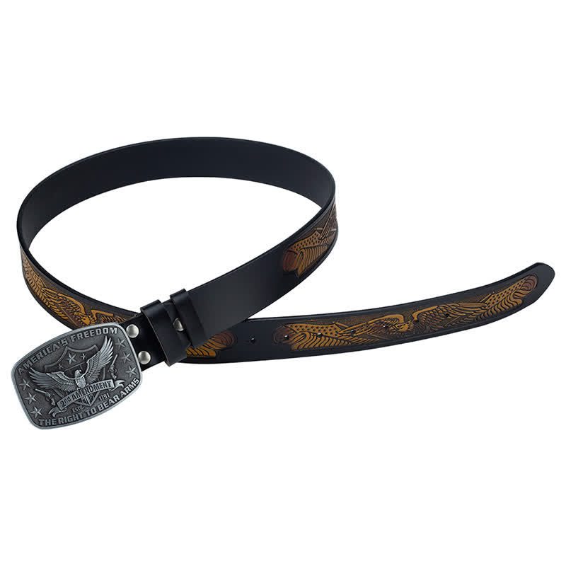 Ceinture en cuir rétro pour homme avec motif aigle America's Freedom