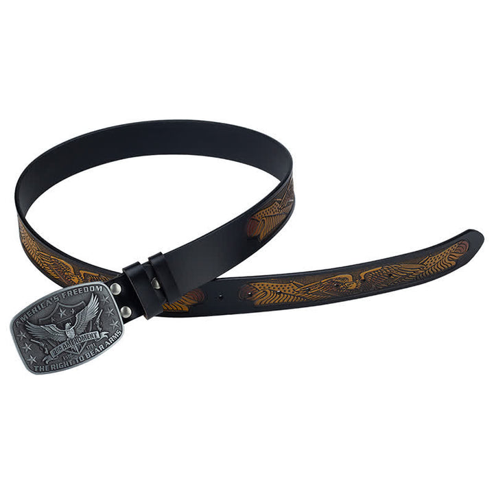 Ceinture en cuir rétro pour homme avec motif aigle America's Freedom