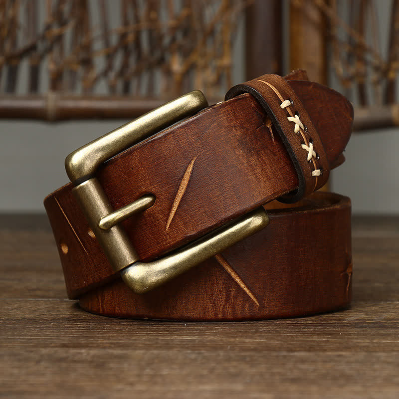 Ceinture en cuir sculpté fantaisie vintage pour homme