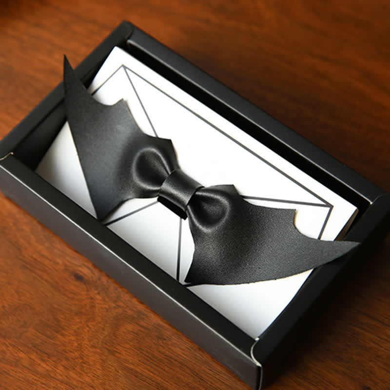 Nœud papillon en similicuir noir avec ailes de chauve-souris pour homme