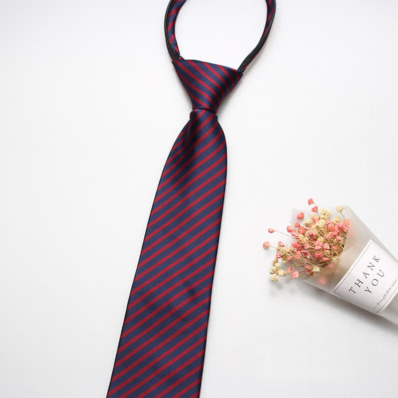 Cravate rayée à fermeture éclair pour homme Preppy