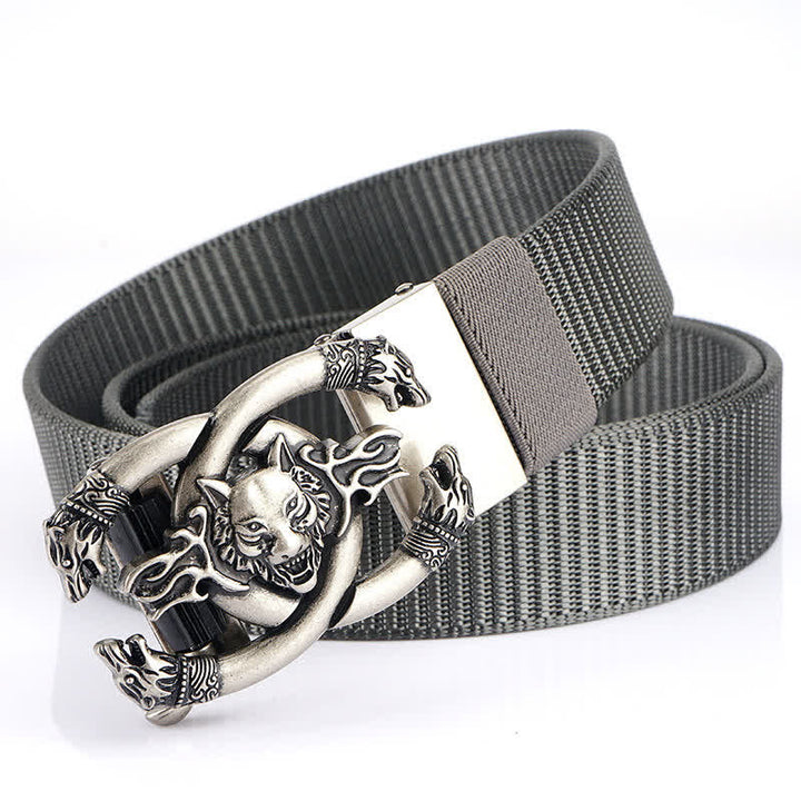 Ceinture en nylon pour homme avec loups féroces en flammes