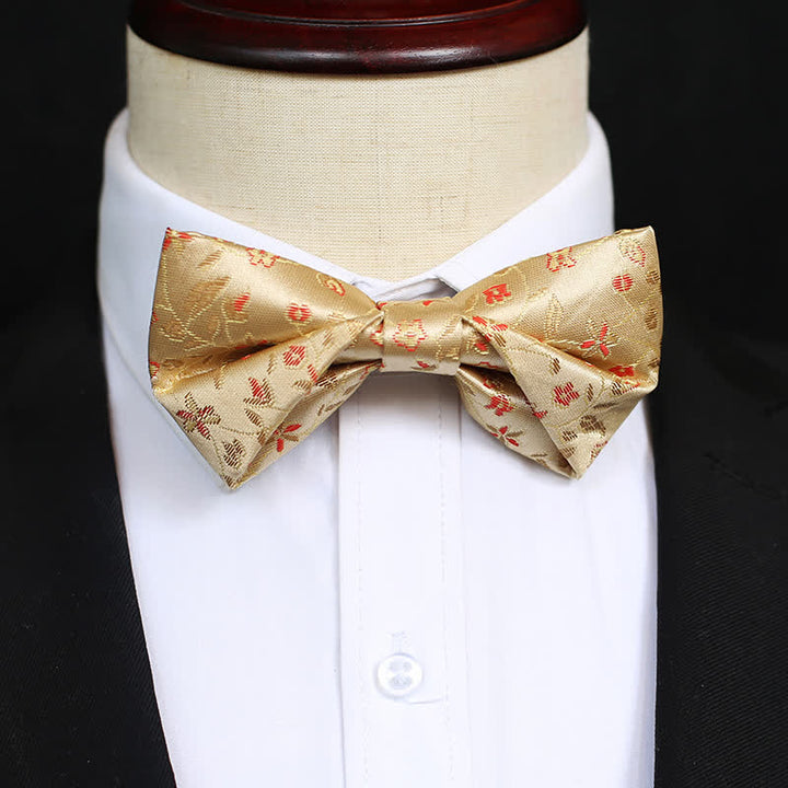 Nœud papillon à fleurs jaunes et rouges pour homme