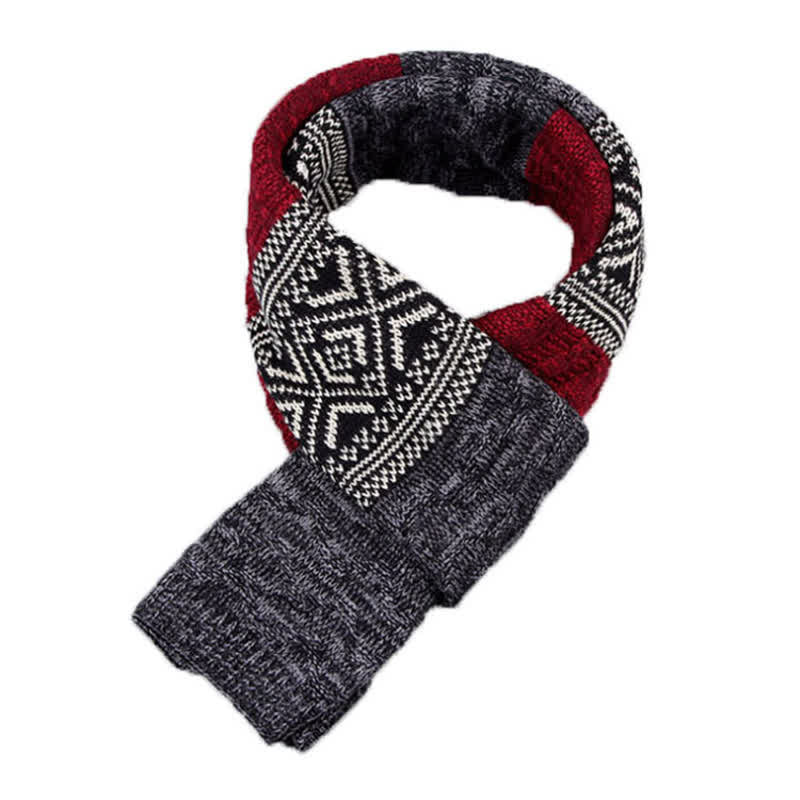 Écharpe en tricot à motif argyle pour homme avec blocs de couleurs