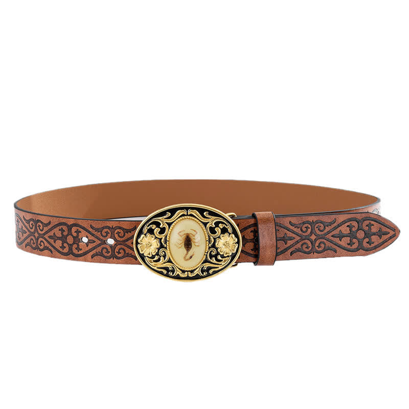 Ceinture en cuir avec boucle scorpion phosphorescente pour homme
