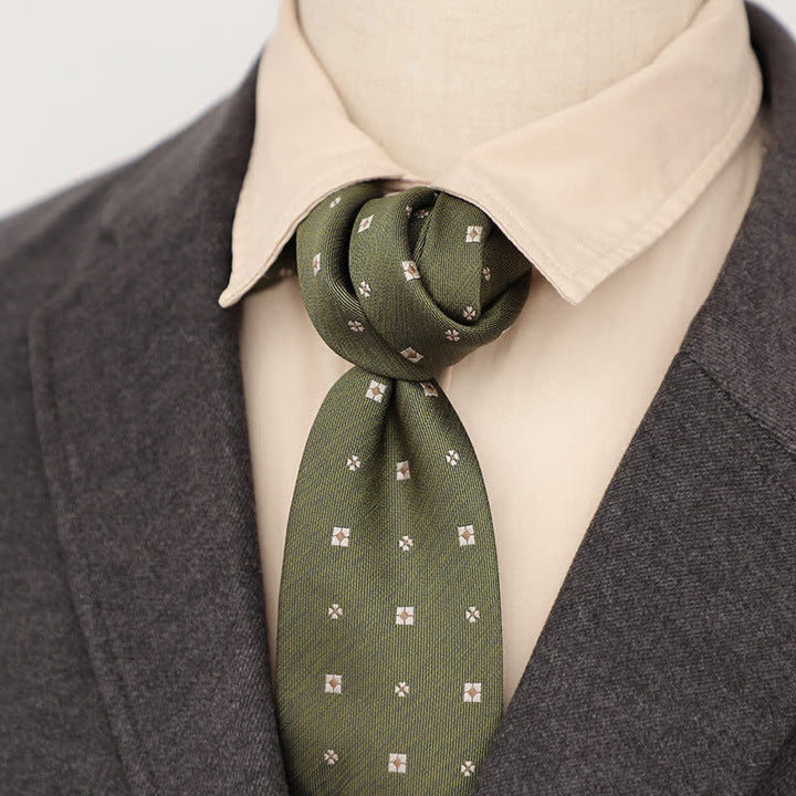 Cravate verte pour homme, motif printemps tranquille