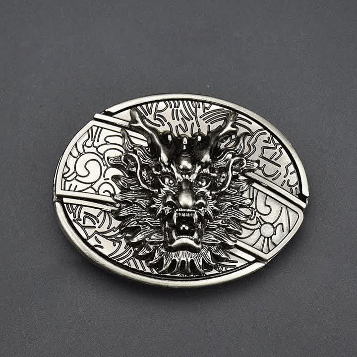 Ceinture en cuir pour homme avec tête de dragon et couteau pliant