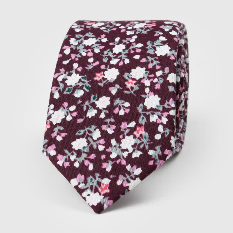 Cravate en coton à imprimé floral pour homme