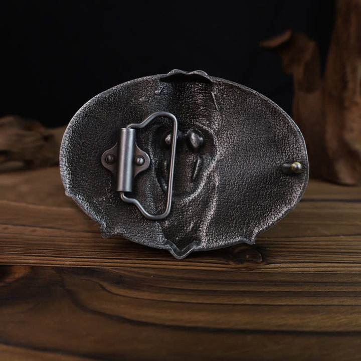 Ceinture en cuir à boucle pour homme avec tête de mort et armes croisées