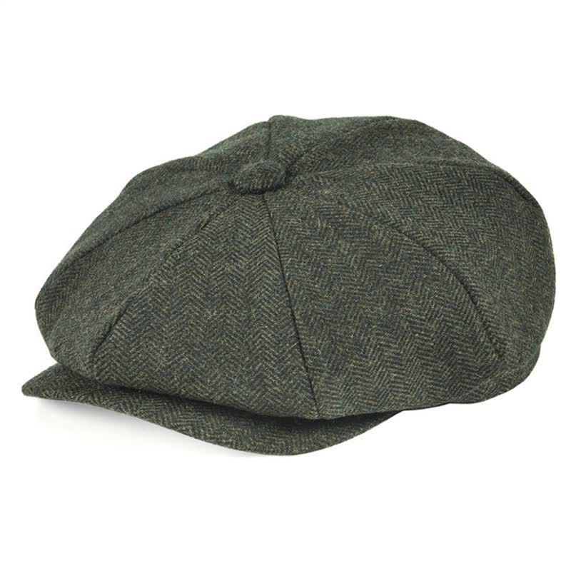 Béret octogonal en tweed à chevrons classique - Vert armée - M (22"-22 7/8") - image 2