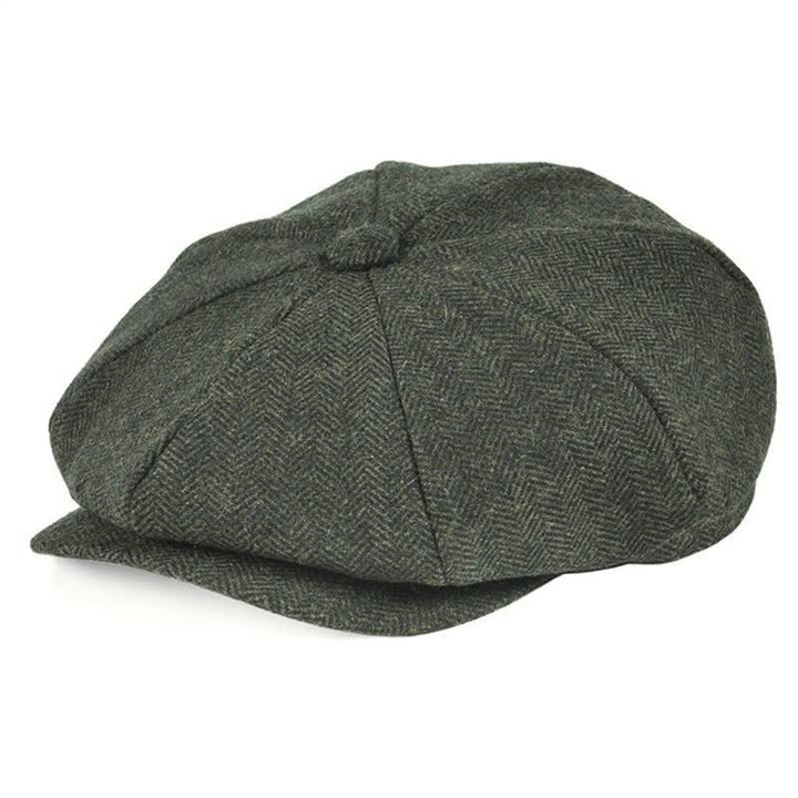 Béret octogonal en tweed à chevrons classique - Vert armée - M (22"-22 7/8") - image 2