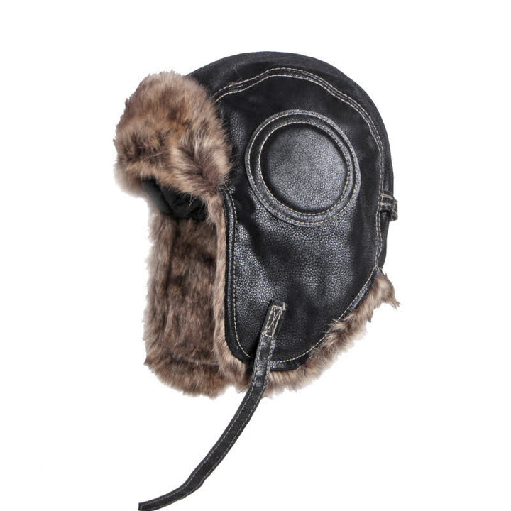 Chapeau de trappeur en similicuir doux et moelleux avec protection des oreilles
